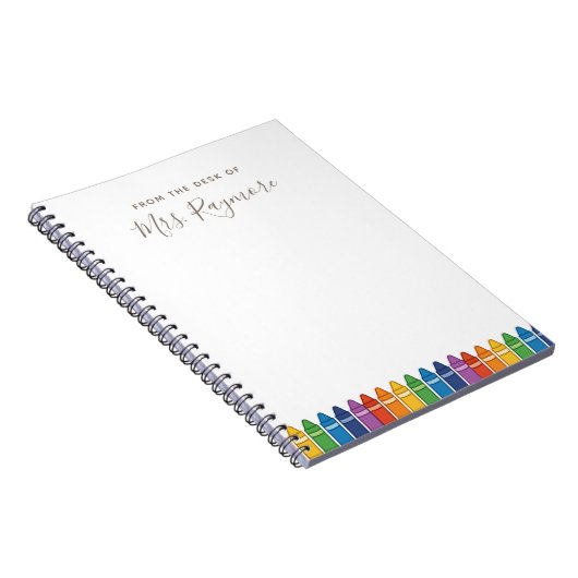 Custom Teacher Notebook – Rainbow Crayon Name Desi Notitieboek (Rechterzijde)