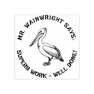 Custom Teacher Pelican Stamp Schattige "Superb Wor Rubberstempel