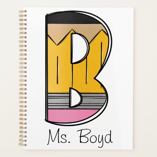 Custom Teacher Planner with Pencil Initial (Devant)