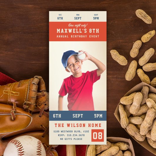 Custom Team Kleuren Sporting Event Ticket Verjaard Kaart