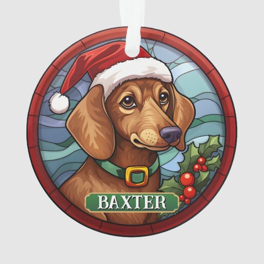Custom Teckel Kerstmis Ornament (achterkant)