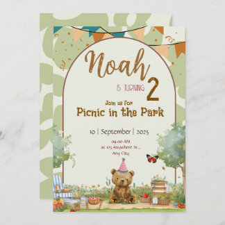Custom Teddy Bear Picnic Birthday Invitation