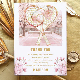 Custom Tennis Luxury Girl Birthday Bedankkaart