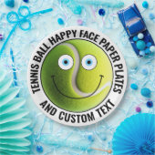 Custom Tennis Theme Party BLUE EYES Happy Face 9" Papieren Bordje (Feest)