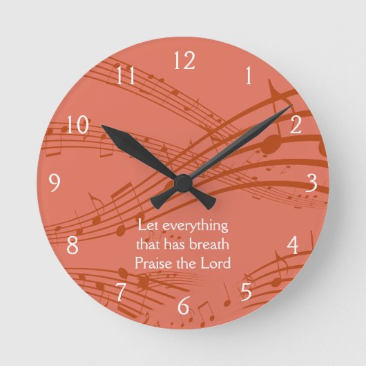 Custom Terracotta MUSIC NOTES Ronde Klok (Voorkant)