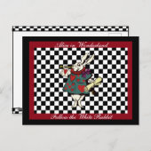 Custom Text Alice in Wonderland White Rabbit Check Briefkaart (Voorkant / Achterkant)