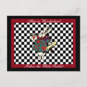 Custom Text Alice in Wonderland White Rabbit Check Briefkaart (Voorkant)