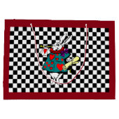 Custom Text Alice in Wonderland White Rabbit Check Groot Cadeauzakje (Achterkant)