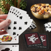 Custom Text Alice in Wonderland White Rabbit Check Pokerkaarten (Insitu)