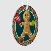 Custom text at back Pickleball Gingerbread Joy Ornament (voorkant)