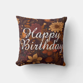 Custom Text Autumn Floral Beauty brown season Kussen