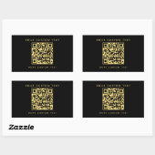 Custom Text Business QR Code Sjabloon Zwart & Goud Rechthoekige Sticker (Vel)