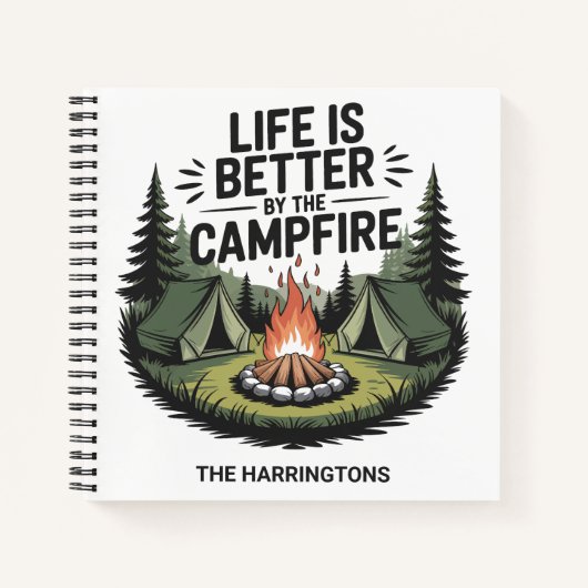 Custom Text Camping Notitieboek (Voorkant)
