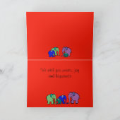 Custom Text Cartoon Elephant Family Christmas Feestdagen Kaart (Binnen)