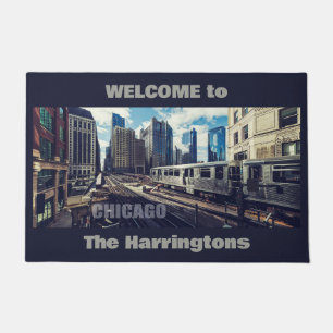 Custom Text Chicago USA Deurmat
