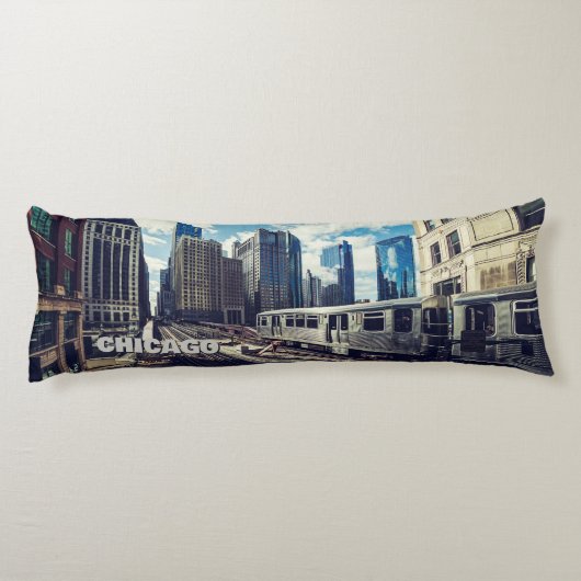 Custom Text Chicago USA Lichaamskussen (Achterkant)