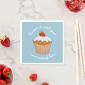 Custom Text Cute Strawberry Bun Blue Servet (Insitu)