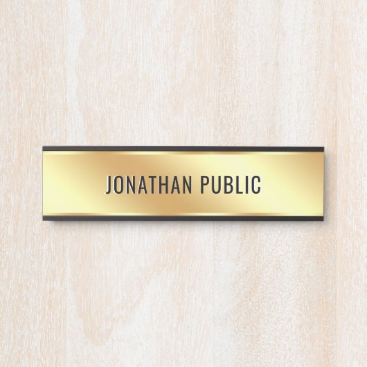 Custom Text Elegant Modern Simple Gold House Deurbordje (Voorkant)