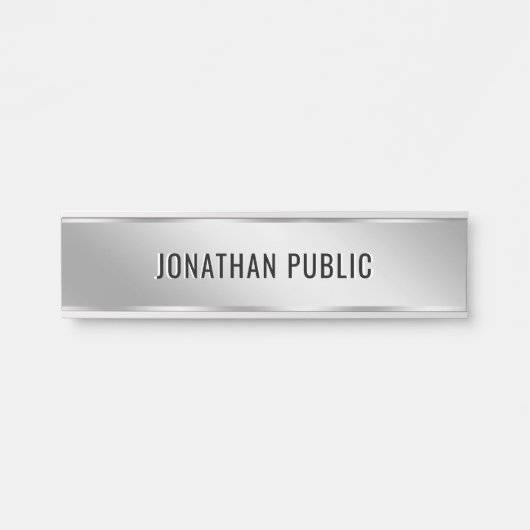 Custom Text Elegant Silver Door Sign Template Deurbordje (Voorkant)