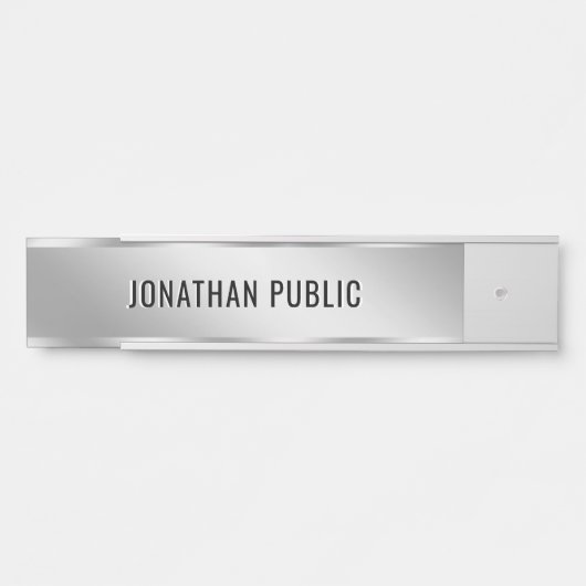 Custom Text Elegant Silver Door Sign Template Deurbordje (Voorkant)