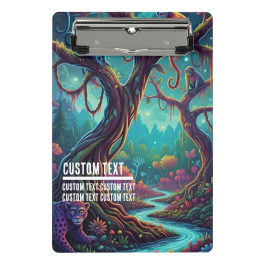 Custom Text Enchanted Forest Mystical Blue River Mini Klembord (Voorkant)