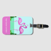 Custom Text Flamingo Love Bagagelabel (Voorkant (horizontaal))