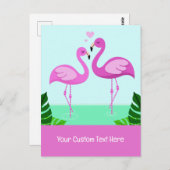 Custom Text Flamingo Love Briefkaart (Voorkant / Achterkant)