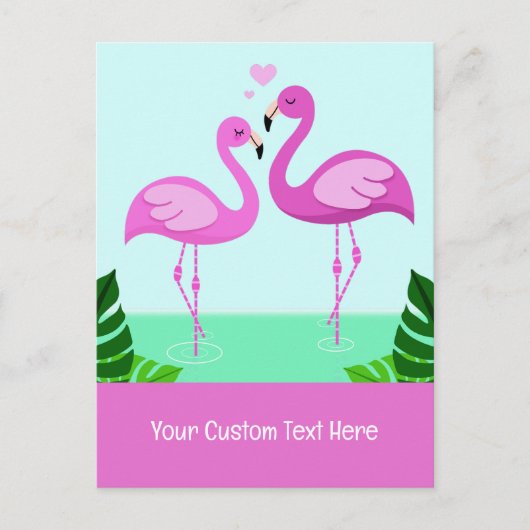 Custom Text Flamingo Love Briefkaart (Voorkant)