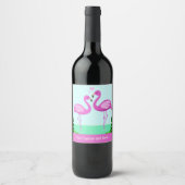 Custom Text Flamingo Love Wijn Etiket (Voorkant)