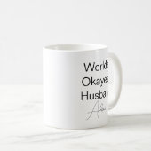 Custom Text Funny Humor World's Okayest Husband Co Koffiemok (Voorkant rechts)