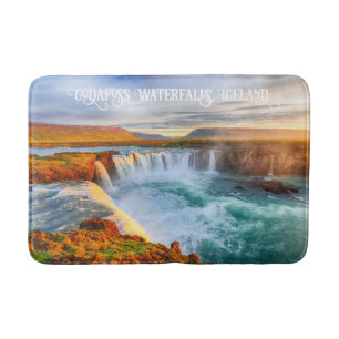 Custom Text Godafoss Waterfall, IJsland Badmat