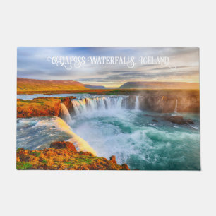 Custom Text Godafoss Waterfall, IJsland Deurmat