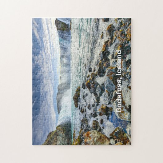 Custom Text Godafoss Waterfall, IJsland Legpuzzel (Verticaal)