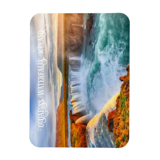 Custom Text Godafoss Waterfall, IJsland Magneet (Verticaal)