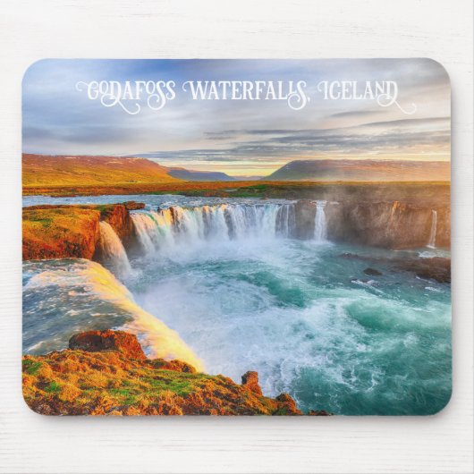 Custom Text Godafoss Waterfall, IJsland Muismat (Voorkant)
