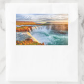 Custom Text Godafoss Waterfall, IJsland Rechthoekige Sticker (Tas)