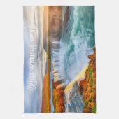 Custom Text Godafoss Waterfall, IJsland Theedoek (Verticaal)