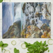 Custom Text Godafoss Waterfall, IJsland Theedoek (Gevouwen)