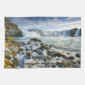 Custom Text Godafoss Waterfall, IJsland Theedoek (Horizontaal)
