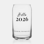 Custom Text Hello 2026 New Years Eve Party Blikvorm Glas (Voorkant)