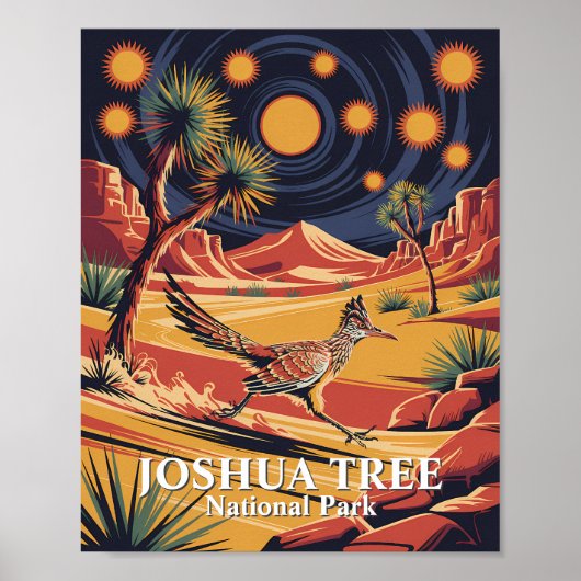 Custom Text Joshua Tree Wildlife Roadrunner Desert Poster (Voorkant)