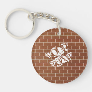 Custom Text Keychain with Brick Wall Design