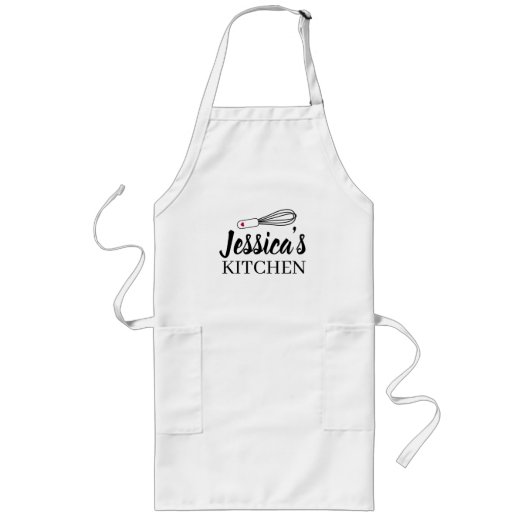 Custom Text Kitchen Apron Lang Schort (Voorkant)
