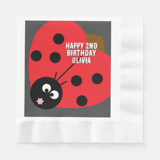 Custom Text Ladybird Party Napkin – Cute Cartoon  Servet