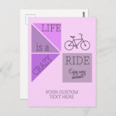 Custom Text Life is een Crazy Ride Briefkaart (Voorkant / Achterkant)