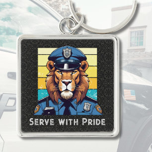 Custom Text Lion Gifts voor Politieagenten Pap Hem Sleutelhanger