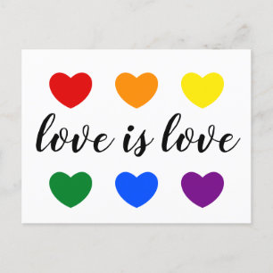 Custom Text Love is Love LGBT Rainbow Color Hests Briefkaart