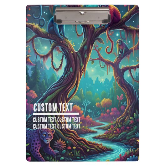 Custom Text Magical Jungle Monkeys & Leopard Klembord (Voorkant)