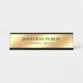 Custom Text Modern Elegant Template Glam Gold Bureau Naambordje (Voorkant)