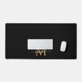 Custom Text Name Monogram Minimalist Black & Gold (Clavier et souris)